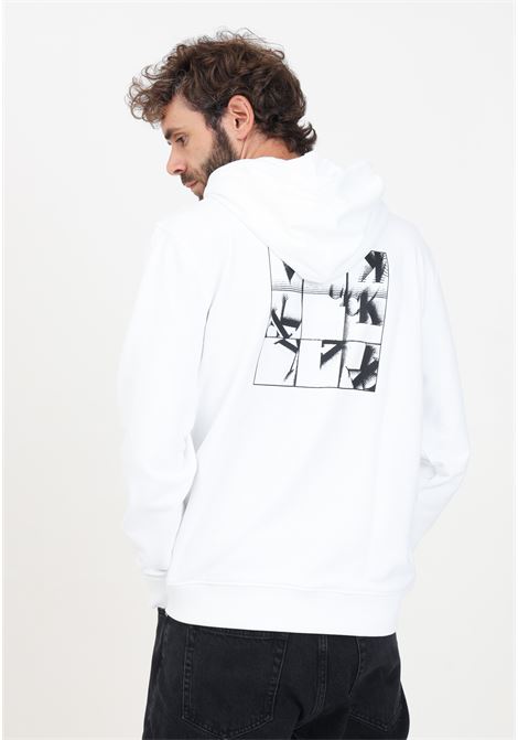 White men's hoodie featuring Calvin Klein graphic logo CALVIN KLEIN JEANS | J30J325639YAFYAF
